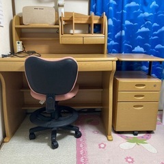 ※お取引相手決まりました※【無料】学習机（袖机付き）・椅子セット