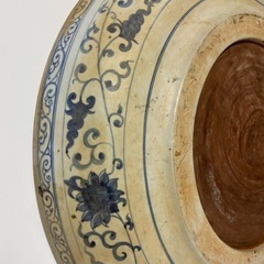 元時代 青花 魚藻文葵口大盤 唐物 箱付き 陶磁器 中国美術 古美術 置物 元時代 青花 魚藻文葵口大盤 唐物 箱付き 陶磁器 中国美術