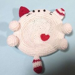 ◆◆◆可愛い猫の編みぐるみ小物入れ　コースター　ハンドメイド◆◆◆