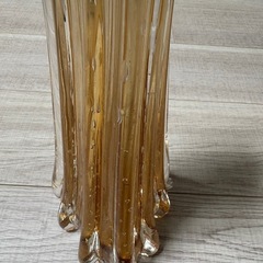 【埼玉】岩田硝子　花器　花瓶　アンバー色　気泡の画像