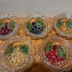 昭和レトロ　デザート皿　ガラス食器