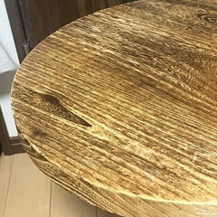 【無料】おしゃれな丸型サイドテーブル（木製×アイアン）の画像