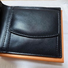 財布 メンズ 黒 レザー 二つ折り財布 ミニウォレット 無地 父の日の画像