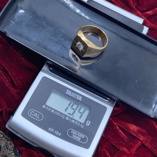 K18 印台　ダイヤリング　19.4g 0.621ct 約23号　鑑定書付