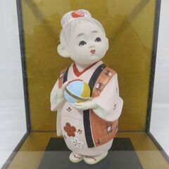 置物 博多人形 女の子 ガラスケース付き 幅32.5cm×奥行26.5cm高さ26.5cm の画像