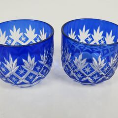 ガラス製 切子グラス ビアグラス 足つきグラス 猪口 まとめて10個セットの画像