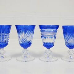 ガラス製 切子グラス ビアグラス 足つきグラス 猪口 まとめて10個セットの画像