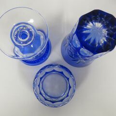 ガラス製 切子グラス ビアグラス 足つきグラス 猪口 まとめて10個セットの画像