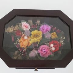 木製 収納ケース 引き出し 小物入れ アクセサリー収納 アートフラワー オルゴール鳴りません インテリア 置物 幅23cm×奥行17cm×高さ13cm の画像