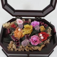 木製 収納ケース 引き出し 小物入れ アクセサリー収納 アートフラワー オルゴール鳴りません インテリア 置物 幅23cm×奥行17cm×高さ13cm の画像