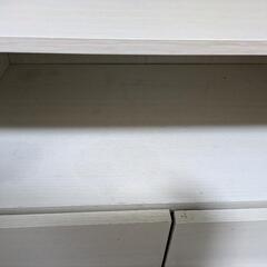 【無料】 食器棚(高さ93×幅60×奥行39cm) ガラス扉付き /ホワイト系の画像