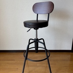 アンティーク風  背付きバースツール(ブラウン)