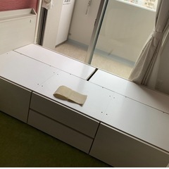 【受付終了】【5/17(土),5/18(日)引渡し限定】【美品】ニトリ収納付きシングルベッドフレーム　ホワイトの画像