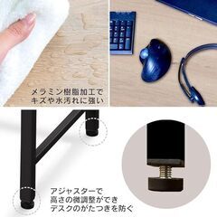 パソコンデスク 幅80cm 奥行60cm ライトナチュラル×ホワイトの画像