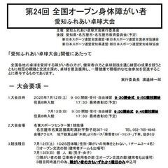 ☆第24回全国オープン身体障がい者 愛知ふれあい卓球大会☆