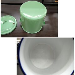 昭和レトロ ホクアイ ほうろうタンク 直径30cm No.0030847 ホーロー容器 琺瑯 保存容器 インテリア 札幌市 清田区 平岡の画像