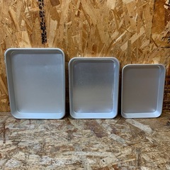 a(7238) アルミ製 角バット 3個セット 3サイズ アルミ標準バット 調理用品 飲食店 の画像