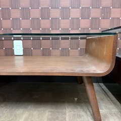 50×90 木の机 ガラステーブル 木製デスク ローテーブルの画像