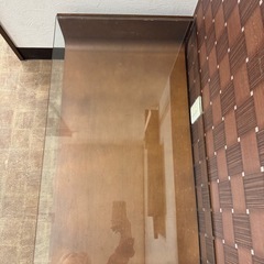 50×90 木の机 ガラステーブル 木製デスク ローテーブルの画像