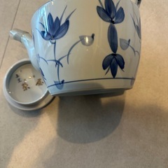 有田焼・手書き染付６合土瓶・の画像