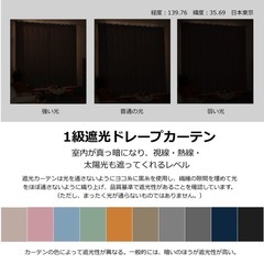 【未使用】カーテン 100×200 2枚組 遮光 リビング ベージュ タッセル付き  1級遮光 1級遮光カーテン 断熱 保温 省エネの画像