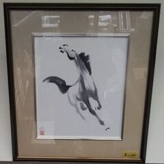 墨絵『馬』額入り色紙の画像
