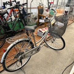 シルバー/カゴ付き自転車、ママチャリ