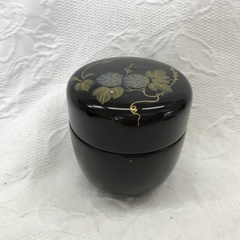 木製漆器塗り 中棗 花鳥風月蒔絵 箔飾　＊箱あり