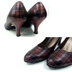 美品 ワコール success walk パンプス 23.5㎝ チェック柄 レッド/赤 WIN272 レディース 靴 札幌市 中央区 南12条の画像