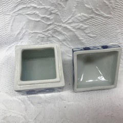 ☆ドリーム２号館☆染付 辻堂 香合 ＊箱ダメージ有の画像