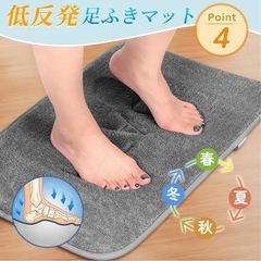 【新品未開封】ふわふわ高密度バスマット 40×60cm グレー 吸水速乾・滑り止め付 洗濯OKの画像