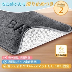 【新品未開封】ふわふわ高密度バスマット 40×60cm グレー 吸水速乾・滑り止め付 洗濯OKの画像