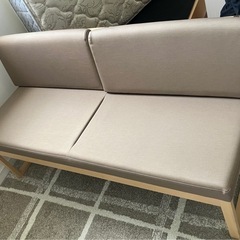 カリモク　ソファ  2pワイド　グレージュ　ナチュラル