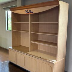 🪟【上下分割可】ガラス棚付き 大型木製飾り棚（高さ210cm×幅...