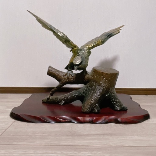 金属製 オウム 置物 スタンド オブジェ 鳥 アンティーク