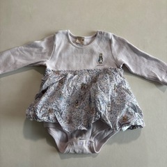 petit main 花柄切替ロンパース
