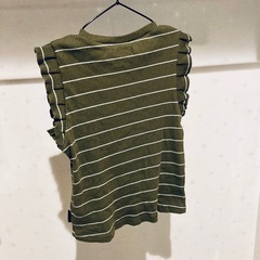 130 トップス ボーダー　キッズ　カーキの画像