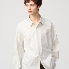 UNIQLO（ユニクロ C）ブロードオーバーサイズシャツ　ストライプ　2点の画像