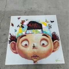 ボーイウィズバタフライ100x100cm　アート