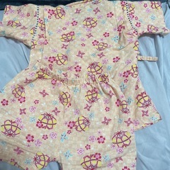 花柄 甚平 90cm ベージュ系 綿100%の画像