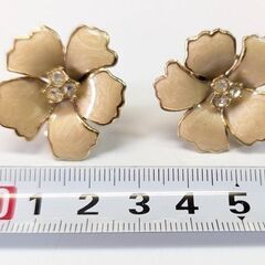 ☆アクセサリー　イヤリング１種　フラワーイヤリング　ベージュ　中古品　の画像