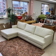 中古品　フクラ　カウチソファー　キズ有り　レザー仕様　日本製　公田店