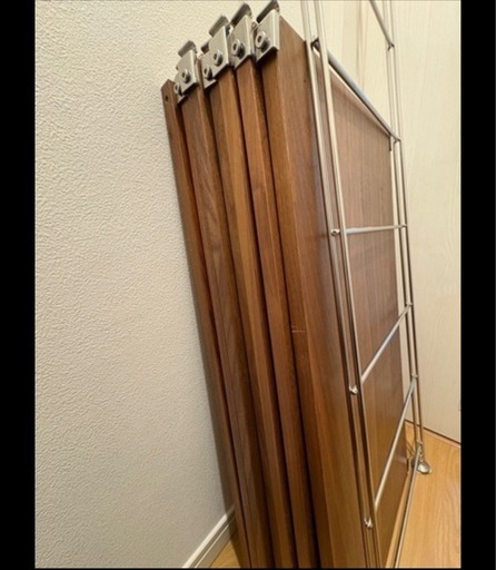 ステンレスユニットシェルフ　ウォールナット材棚セット　ワイド　大