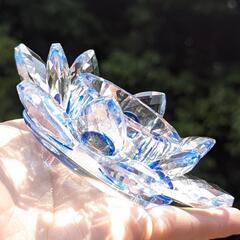 ●ほんのりブルー●ガラス蓮小物入れ●の画像