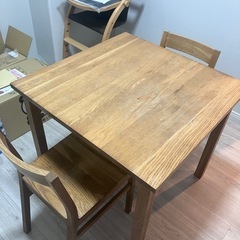 無印良品　無垢材テーブル　イスセット