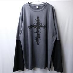 XL クロスレイヤードロンT 長袖Tシャツ　十字架　ユニセックス　韓国　ストリートの画像