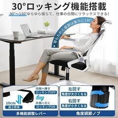 【新品未開封】UKILIFE オフィスチェア 白 メッシュ｜田無・ひばりヶ丘受渡OKの画像