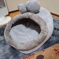 動物型クッションベッド グレー