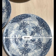 青い木の葉模様の皿 3枚セットの画像