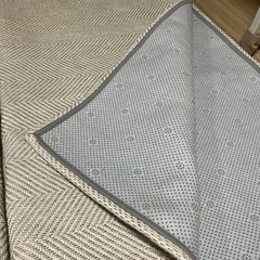 (洗濯可能)高級ラグ/カーペット/ベージュヘリンボーン柄の画像
